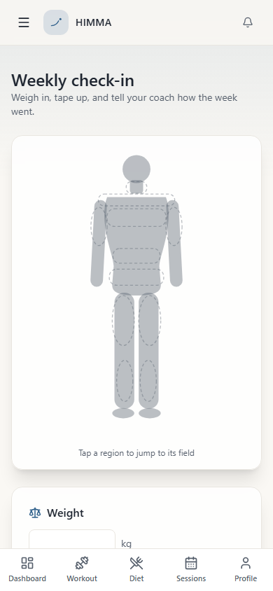 Weekly check-in with body map